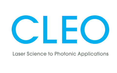 Logo for CLEO, featuring "CLEO" in bold blue letters with the tagline "Laser Science to Photonic Applications" below.