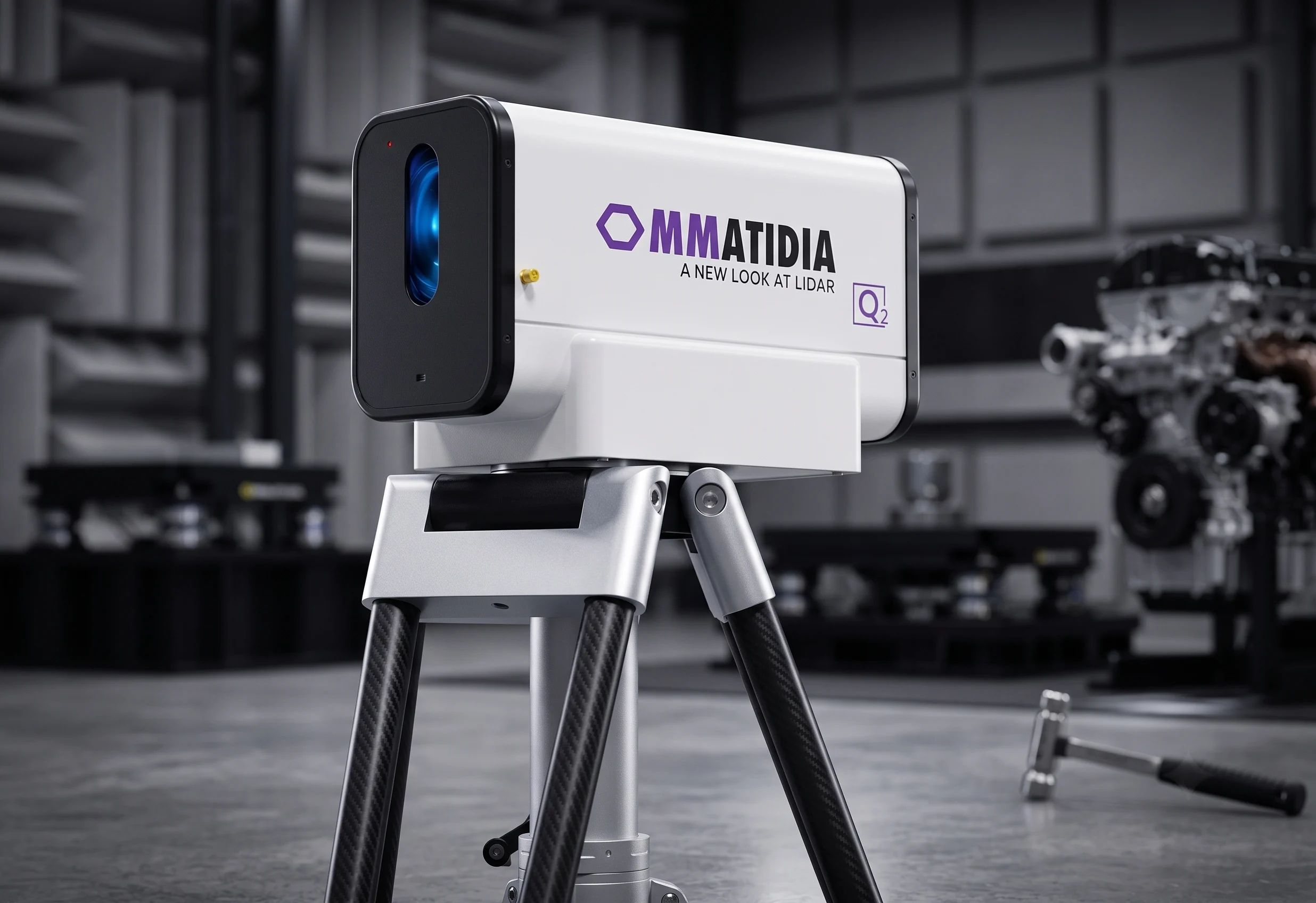 Ommatidia Q2 laser vibrometer on a tripod in an NVH test environment